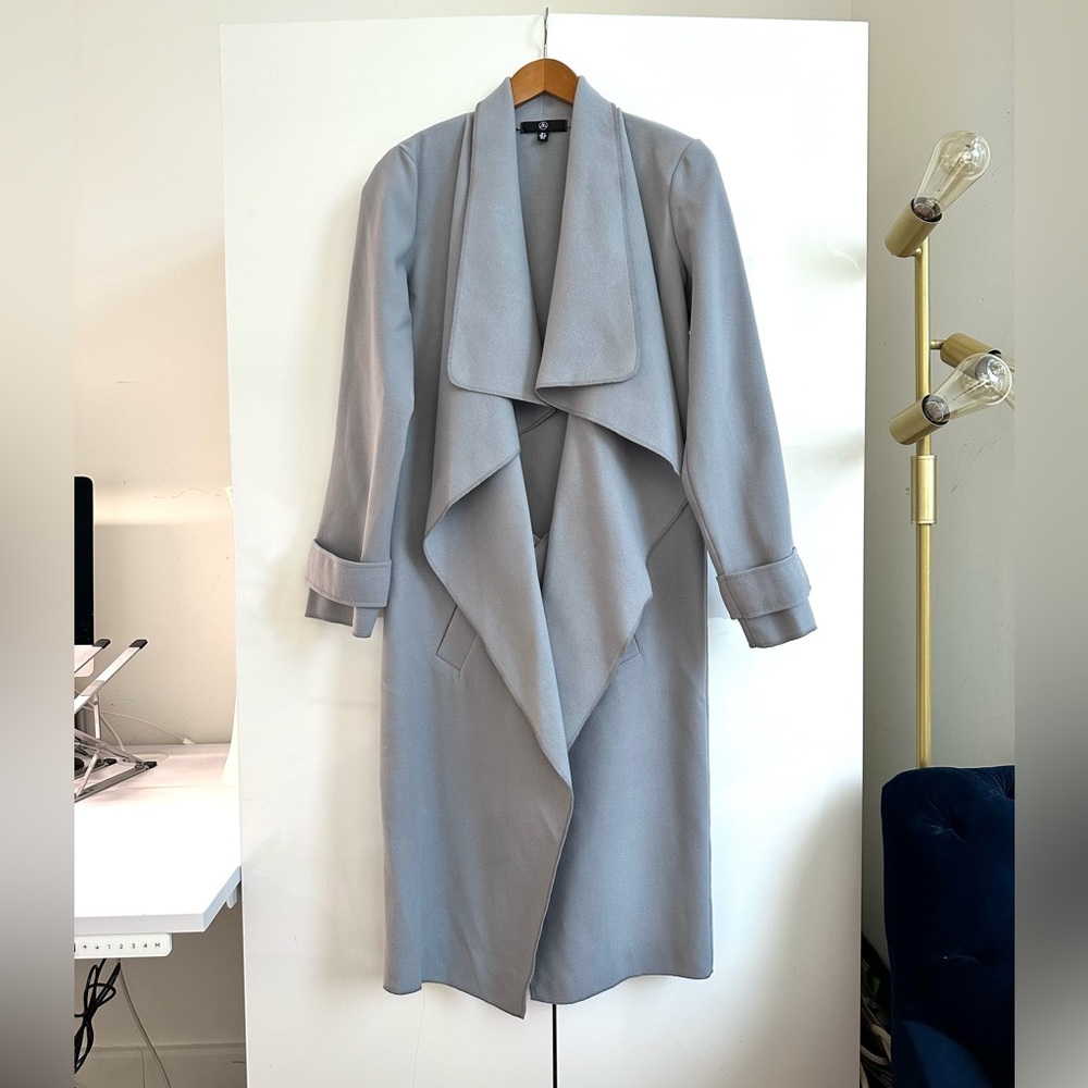 Missguided Gray Oversized Waterfall Duster Coat